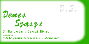 denes szaszi business card